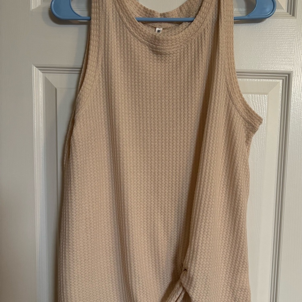 Women's Waffle Knit Twist Hem Tank Top